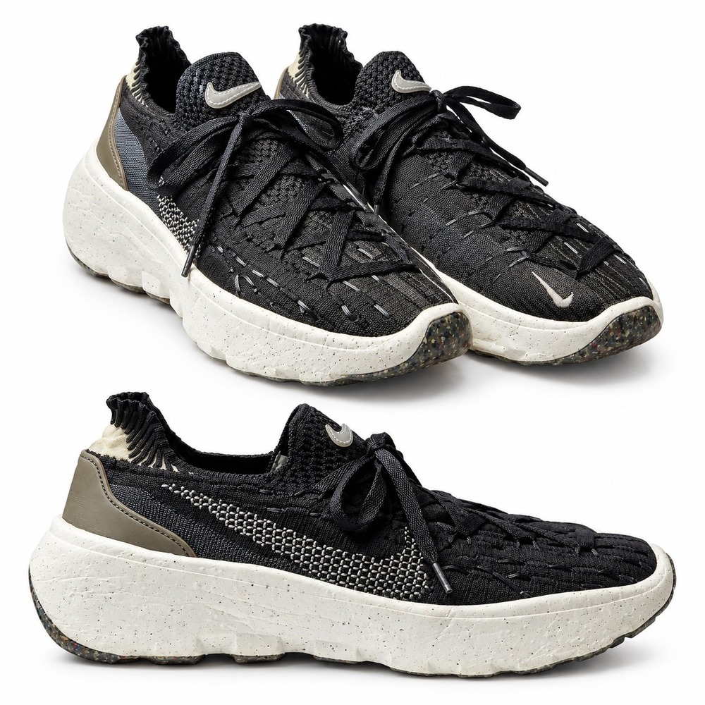 NIKE Space Hippie 04 Oreo Sneaker Women Sz 10 Black White Breathable Knit DA2725